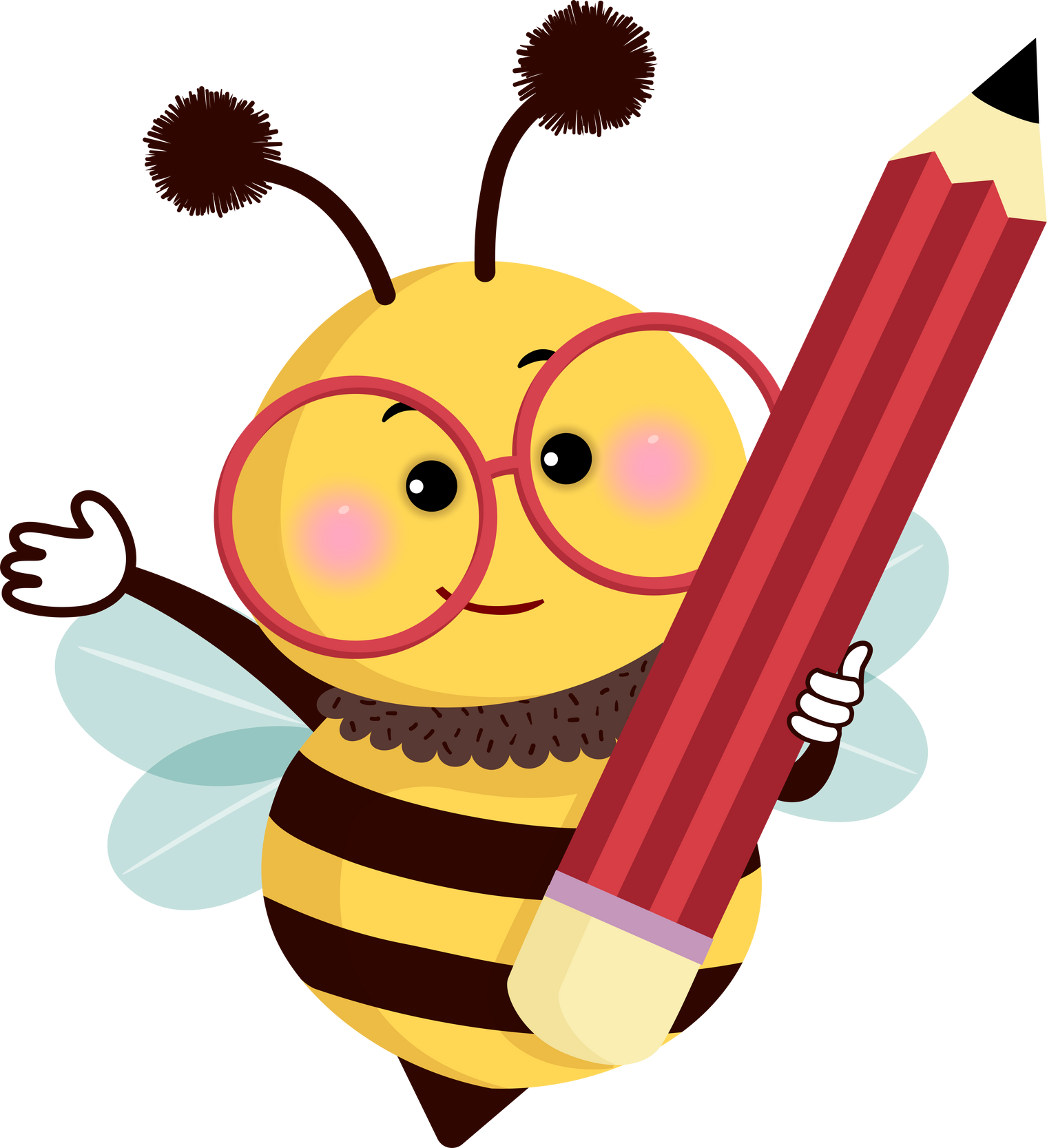 Bee Holding a Pencil
